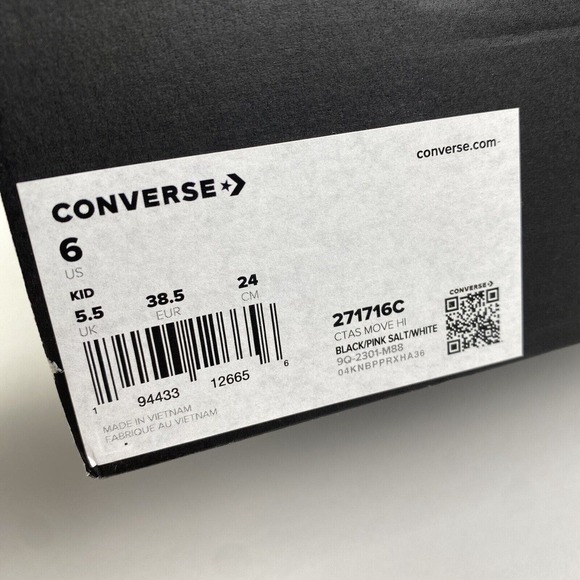 Converse All Star Move Hi Platform Sneakers Black/Pink Kids Size 6 Brand New - Picture 15 of 16